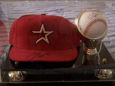 Craig Biggio autographed Houston Astros cap & MLB baseball in display case