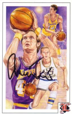 Jerry West autographed Los Angeles Lakers Legends postcard