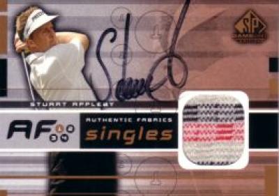Stuart Appleby autographed 2003 SP Game Used golf tournament worn shirt card