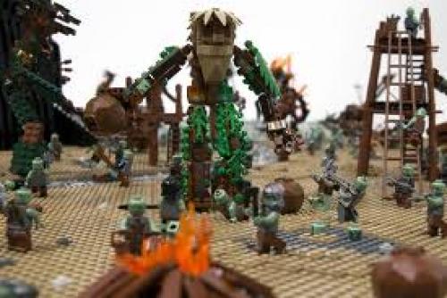 The Battle of Isengard from Lord of the Rings, depicted in 22000 LEGO bricks