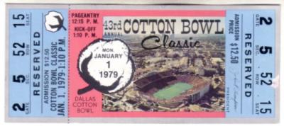 1979 Cotton Bowl full unused ticket (Joe Montana Notre Dame Chicken Soup Game)