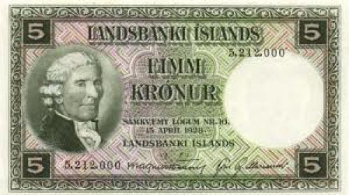Banknotes, Iceland /  5 Kronur 1930