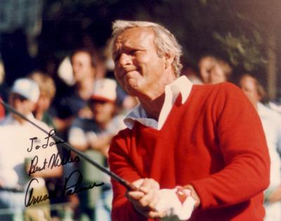 Arnold Palmer autographed 8x10 golf photo (inscribed To Lou)