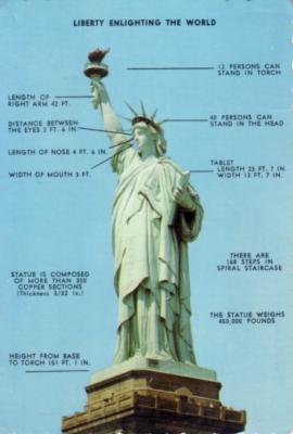 Statue of Liberty 1960s color postcard