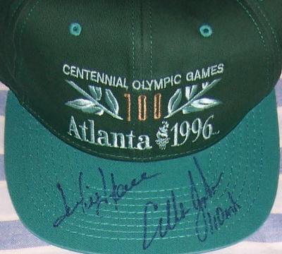 Jackie Joyner-Kersee & Allen Johnson autographed 1996 Olympics cap