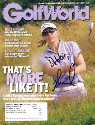 Annika Sorenstam autographed 2006 Golf World magazine (to Debbie)
