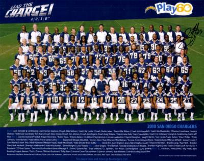 Kevin Burnett autographed 2010 San Diego Chargers 8x10 team photo