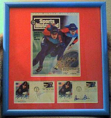 Bonnie Blair & Dan Jansen autographs matted & framed with 1994 Sports Illustrated cover