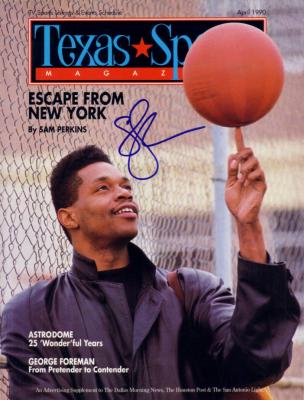 Sam Perkins autographed 1990 Texas Sports magazine cover