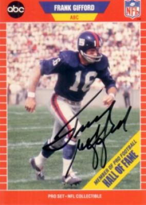 Frank Gifford autographed New York Giants 1989 Pro Set Announcers card