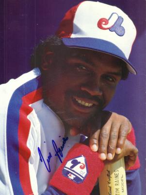 Tim Raines autographed Montreal Expos magazine back cover photo