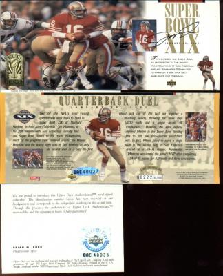 Joe Montana autographed San Francisco 49ers Super Bowl 19 jumbo card UDA