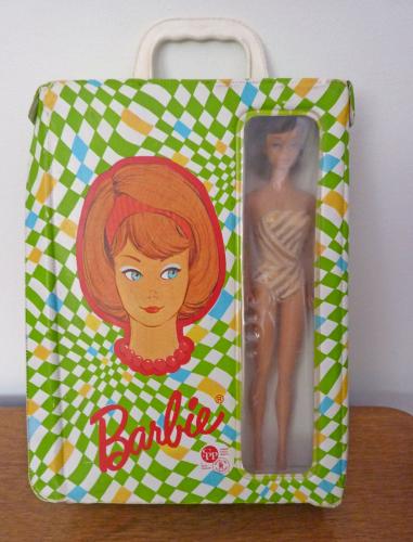 Rare Barbie American Girl Checkered Case with Brunette Swirl 
