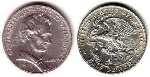 Coins; USA Gedenkdollar - Illinois 1/2 Dollar 1918