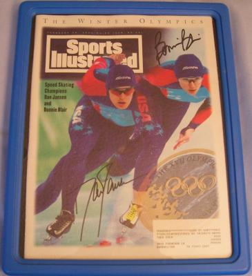 Bonnie Blair & Dan Jansen autographed 1994 Sports Illustrated framed