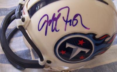 Jeff Fisher & Derrick Mason autographed Tennessee Titans mini helmet