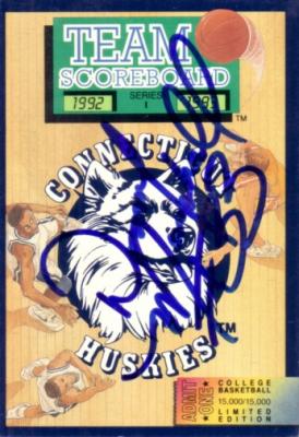 Donny Marshall autographed Connecticut Huskies 1992-93 Team Scoreboard booklet