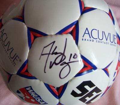 Aly Wagner autographed WUSA mini soccer ball