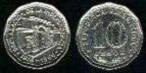10 Pesos; Year: 1966; (km 62); Nickel-Clad-Steel; CASA DE TUCUMAN 150 ANVO INDEPENDENC.DE 1816