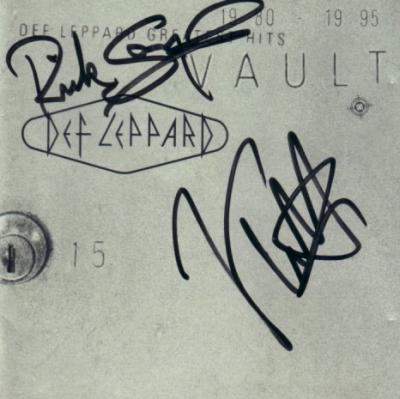 Joe Elliott & Rick Savage autographed Def Leppard Vault CD booklet