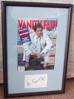 Hugh Grant autograph matted & framed with Vanity Fair magazine cover