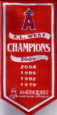 2005 Anaheim Angels A.L. West Champions mini embroidered banner