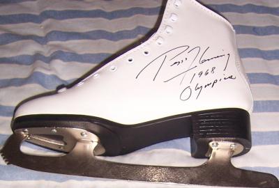 Peggy Fleming autographed ice skate inscribed 1968 Olympics