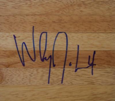 Wesley Johnson autographed basketball hardwood floor
