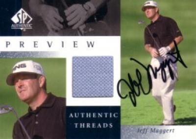Jeff Maggert autographed 2001 SP Authentic golf tournament worn shirt card