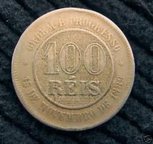 Coins;  Brasil Brazil 100 Reis 1898 Coin
