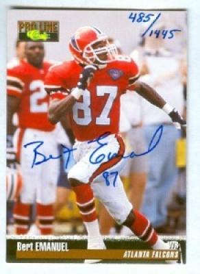Bert Emanuel certified autograph Atlanta Falcons 1995 Pro Line card