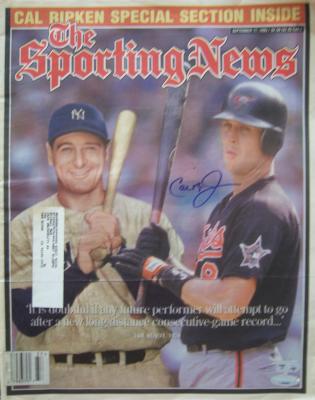 Cal Ripken autographed Baltimore Orioles 1995 Sporting News with Lou Gehrig
