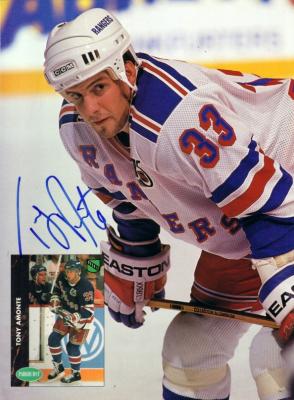 Tony Amonte autographed New York Rangers Beckett Hockey back cover photo