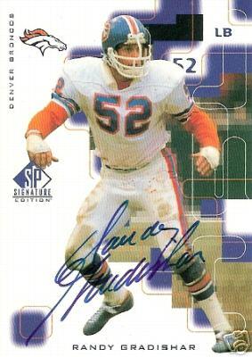 Randy Gradishar certified autograph Denver Broncos 1999 SP Signature card