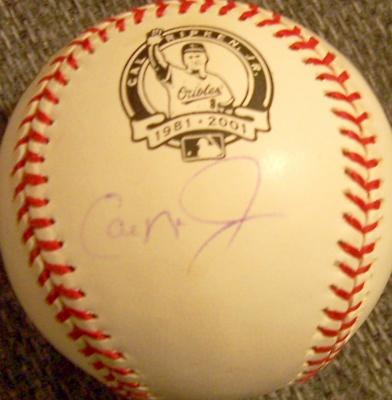 Cal Ripken autographed MLB retirement baseball (faded)