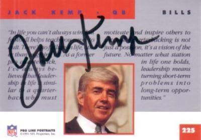 Jack Kemp autographed Buffalo Bills 1991 Pro Line card