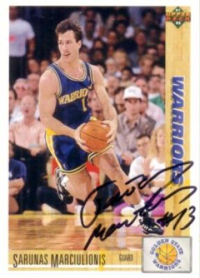 Sarunas Marciulionis autographed Golden State Warriors 1991-92 Upper Deck card