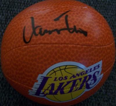 Jerry West autographed Los Angeles Lakers mini foam basketball