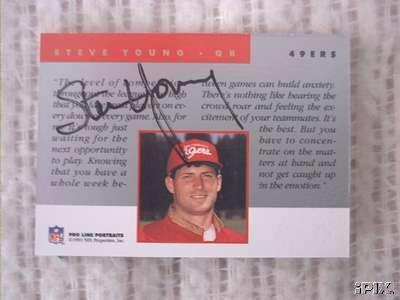 Steve Young certified autograph San Francisco 49ers 1991 Pro Line card