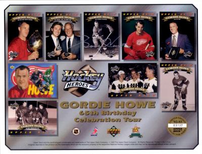 Gordie Howe autographed Detroit Red Wings Upper Deck card sheet