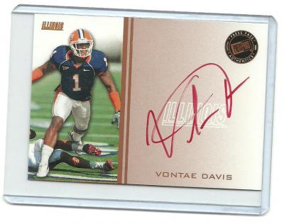 Vontae Davis certified autograph Illinois 2009 Press Pass card