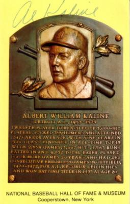 Al Kaline autographed Baseball Hall of Fame plaque postcard