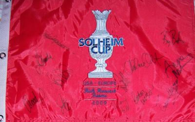 2009 European Solheim Cup Team autographed embroidered flag (Anna Nordqvist Suzann Pettersen)