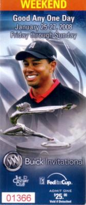 Tiger Woods 2008 Buick Invitational ticket stub
