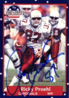 Ricky Proehl autographed Cardinals 1991 Fleer Stars and Stripes card