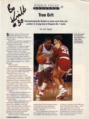 Bo Kimble autographed Beckett Basketball magazine page
