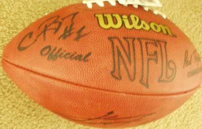 Kevin Jones & Charles Rogers autographed NFL game football
