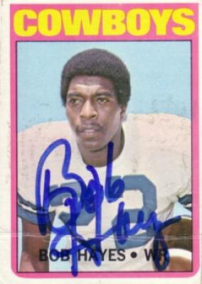 Bob Hayes autographed Dallas Cowboys 1972 Topps card