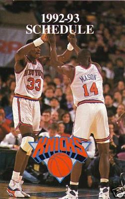 Patrick Ewing New York Knicks 1992-93 pocket schedule