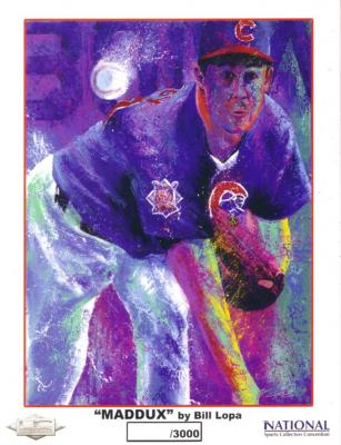 Greg Maddux Chicago Cubs 8x10 art print by Bill Lopa ltd edit 3000
